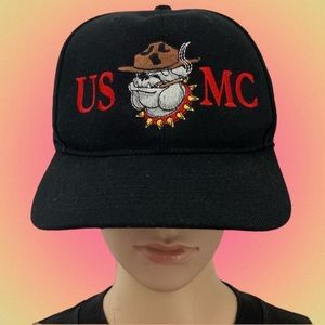 Vintage 90s USMC Bulldog Embroidered US Marines Strapback Dad Hat Milita…